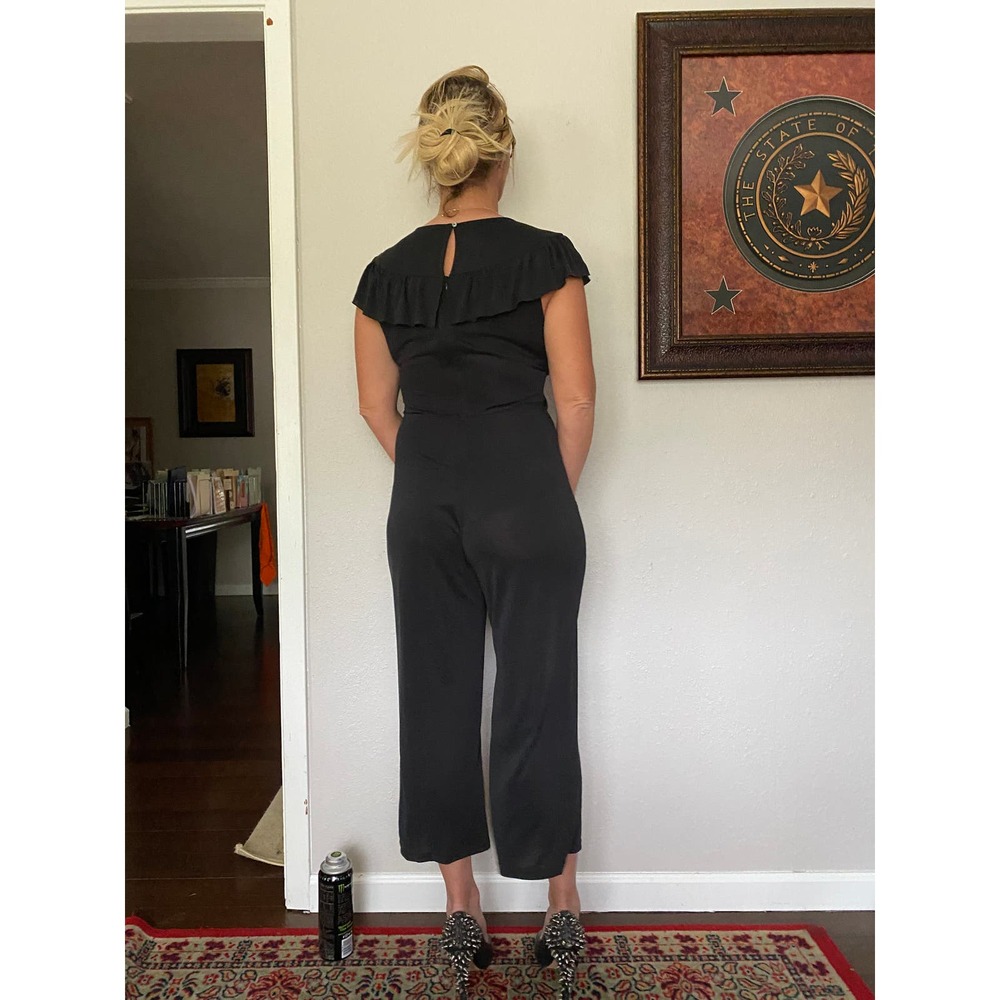 Mo:Vint Black Sheer Collarbone Jumpsuit - Picture 4 of 14